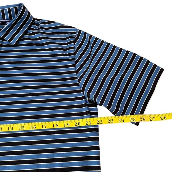 Footjoy 1857 Collection Polo Golf Shirt Mens Medium Blue Striped Short Sleeve - Picture 3 of 5